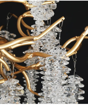 Branch Luxury Long Snowflake Crystal  Chandelier Gold