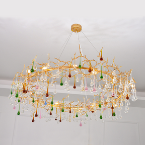 Aria Louise Colorful Crystal Raindrop Branch Chandelier