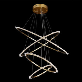 Arialamps (16+24+31.5+40) Inch 4 Rings Quartz Crystal Chandelier Modern Suspended Hanging Light