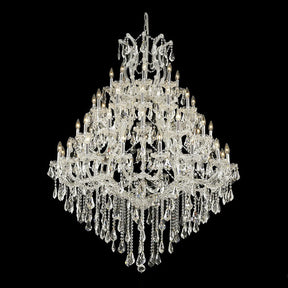 Traditional 47X58 Inch Big Living Room Chandelier 49 Lights Candle Style Tiered Crystal Chandelier