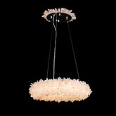 Modern 24-47 Inch Round Clear Geode Quartz Crystal Ring Pendant Light Modern Chandelier for Living Room