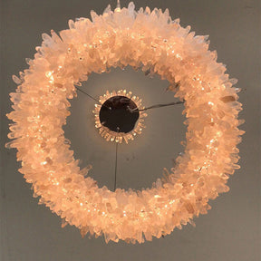 Modern 24-47 Inch Round Clear Geode Quartz Crystal Ring Pendant Light Modern Chandelier for Living Room