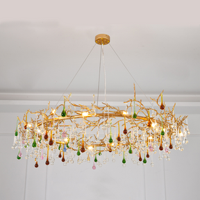 Aria Louise Colorful Crystal Raindrop Branch Chandelier