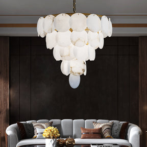 Aria Paige Round Alabaster Chandelier