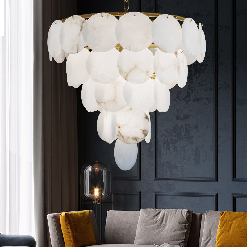 Aria Paige Round Alabaster Chandelier