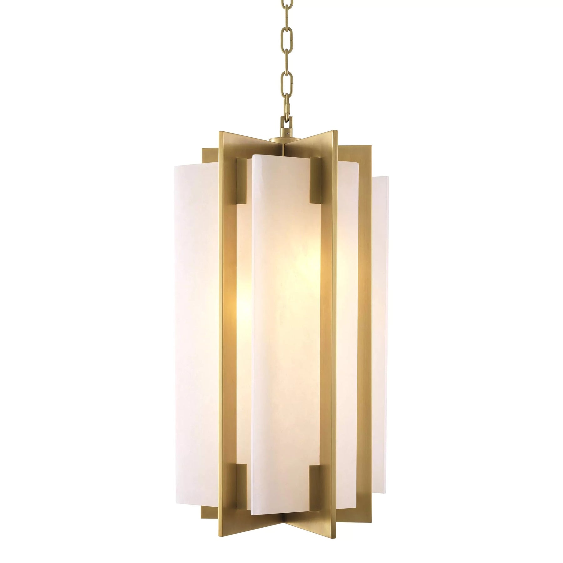 Nora Modern Brass Chandelier - (Antique Brass Finish | Alabaster)