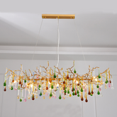 Aria Louise Colorful Crystal Linear Branch Chandelier For Living Room