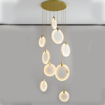 Queenie marble disc Long Round chandelier For Loft