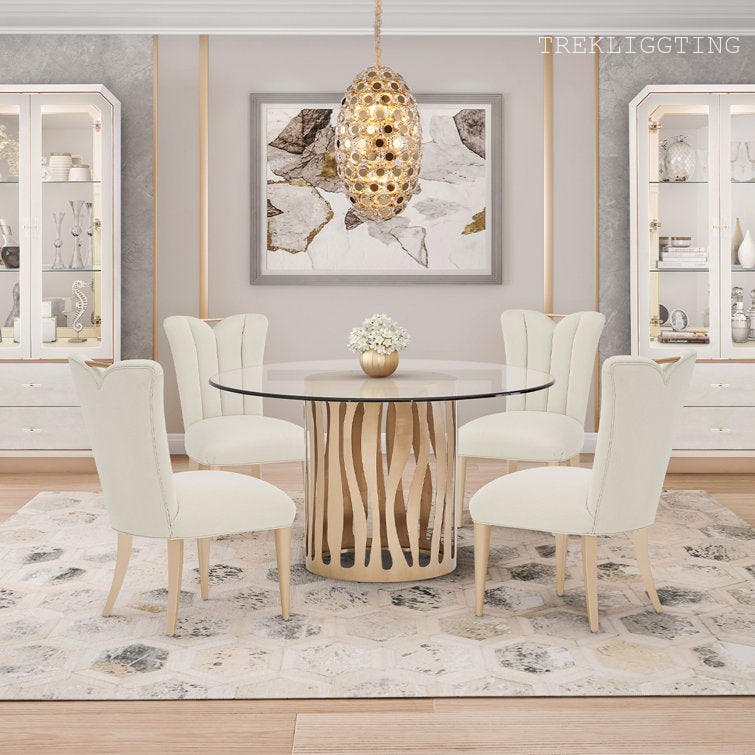 Sparkling Michael Amini 14-Light Crystal Geometric Chandelier with Gold Metal Frame