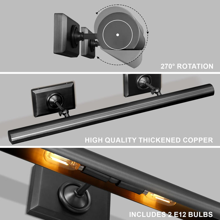 18-Inch Brass Adjustable Dimmable Picture Light for Wall