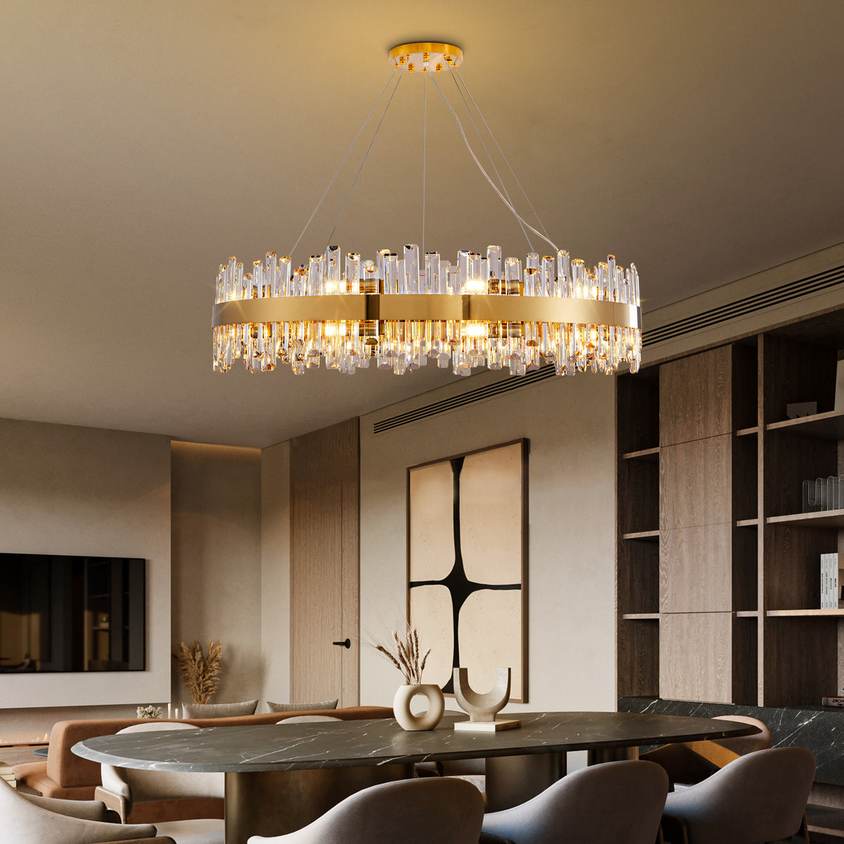 Cylith Round Crystal Chandelier