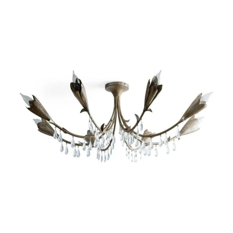 Gothic Viticcio Leaf Flushmount 8-Light – Silver