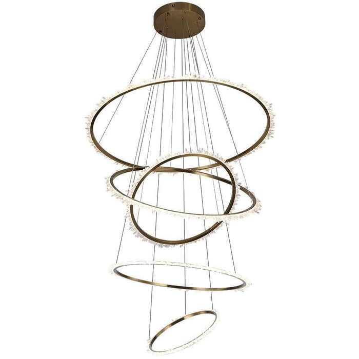 Rose Rock Crystal Multi-rings Chandelier Modern Chandelier Staircase