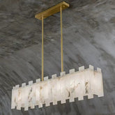 Charlene Marble Brass Linear Chandelier