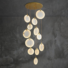 Queenie marble disc Long Round chandelier For Loft