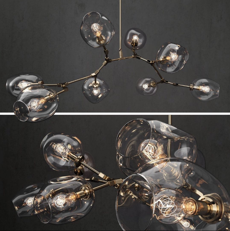 Covington Horizontal White Globe Branching Bubble Chandelier