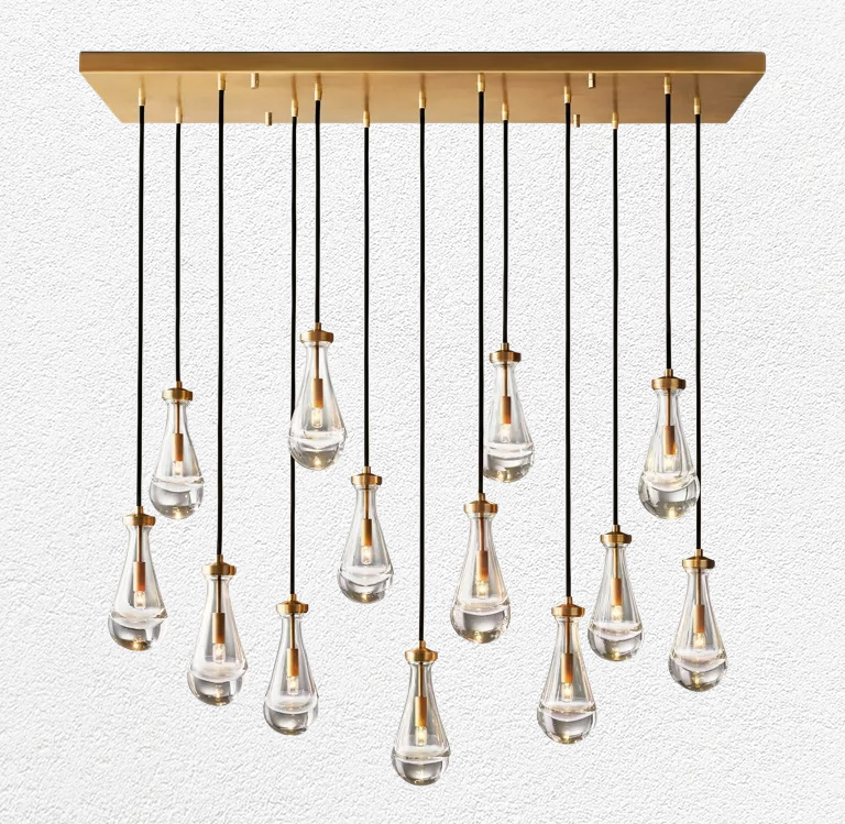 Raindrop Glass Linear Chandelier 54"