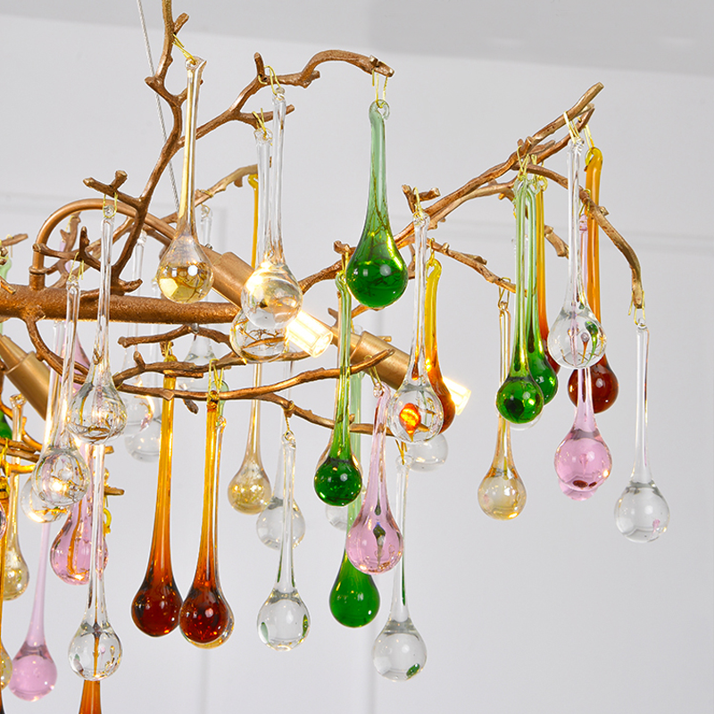 Aria Louise Colorful Crystal Raindrop Branch Chandelier