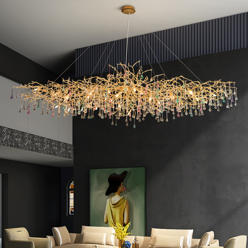 Aria Louise Colorful Crystal Aluminum Branch Chandelier