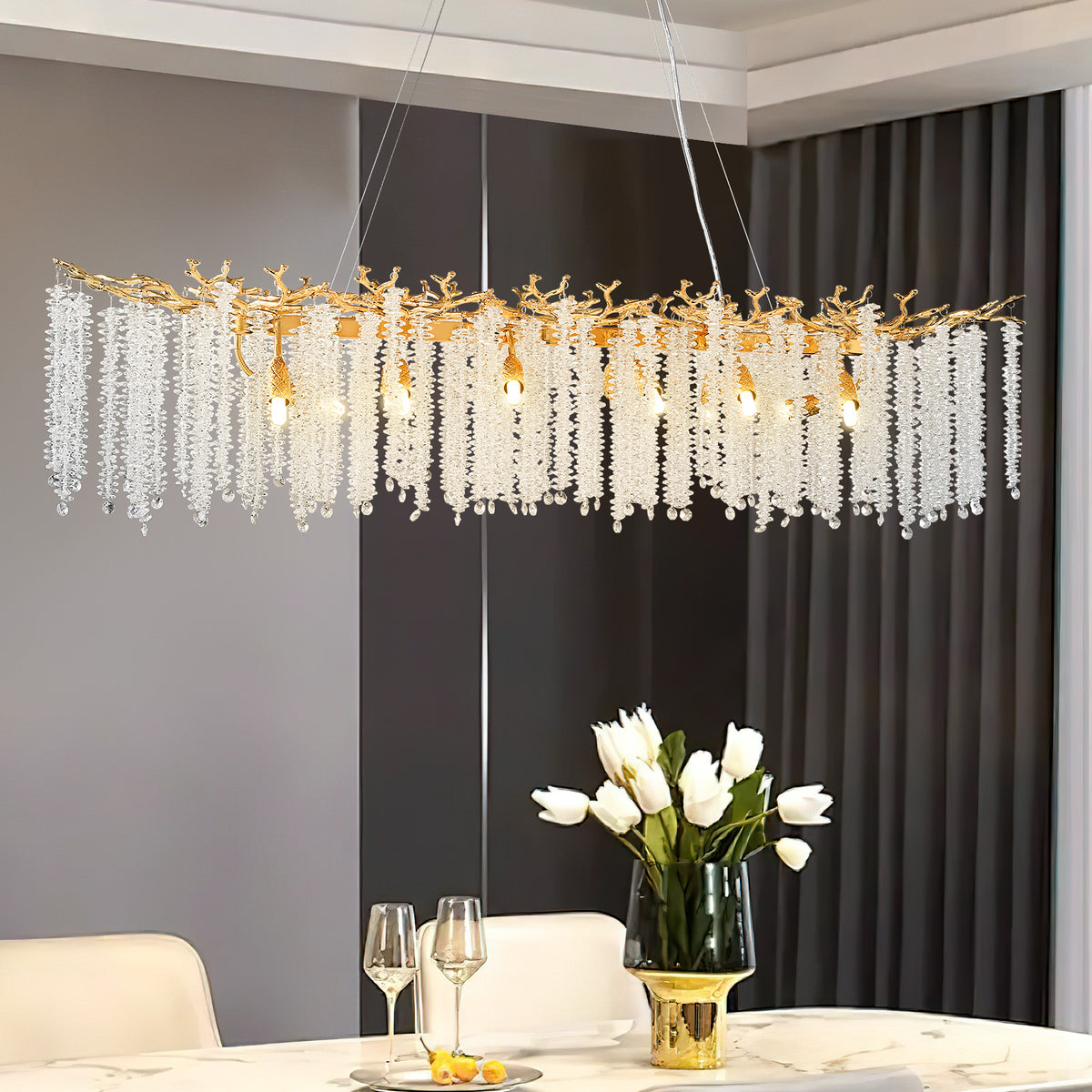 Alvora Rectangular Crystal Chandelier