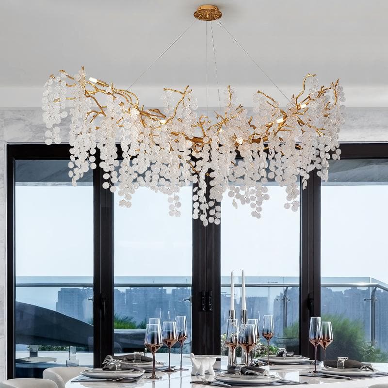 Snowflake Crystal Brass Branch Chandelier