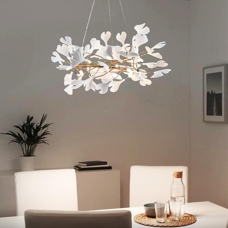 Modern Ceramic Ginkgo Leaf Round Chandelier