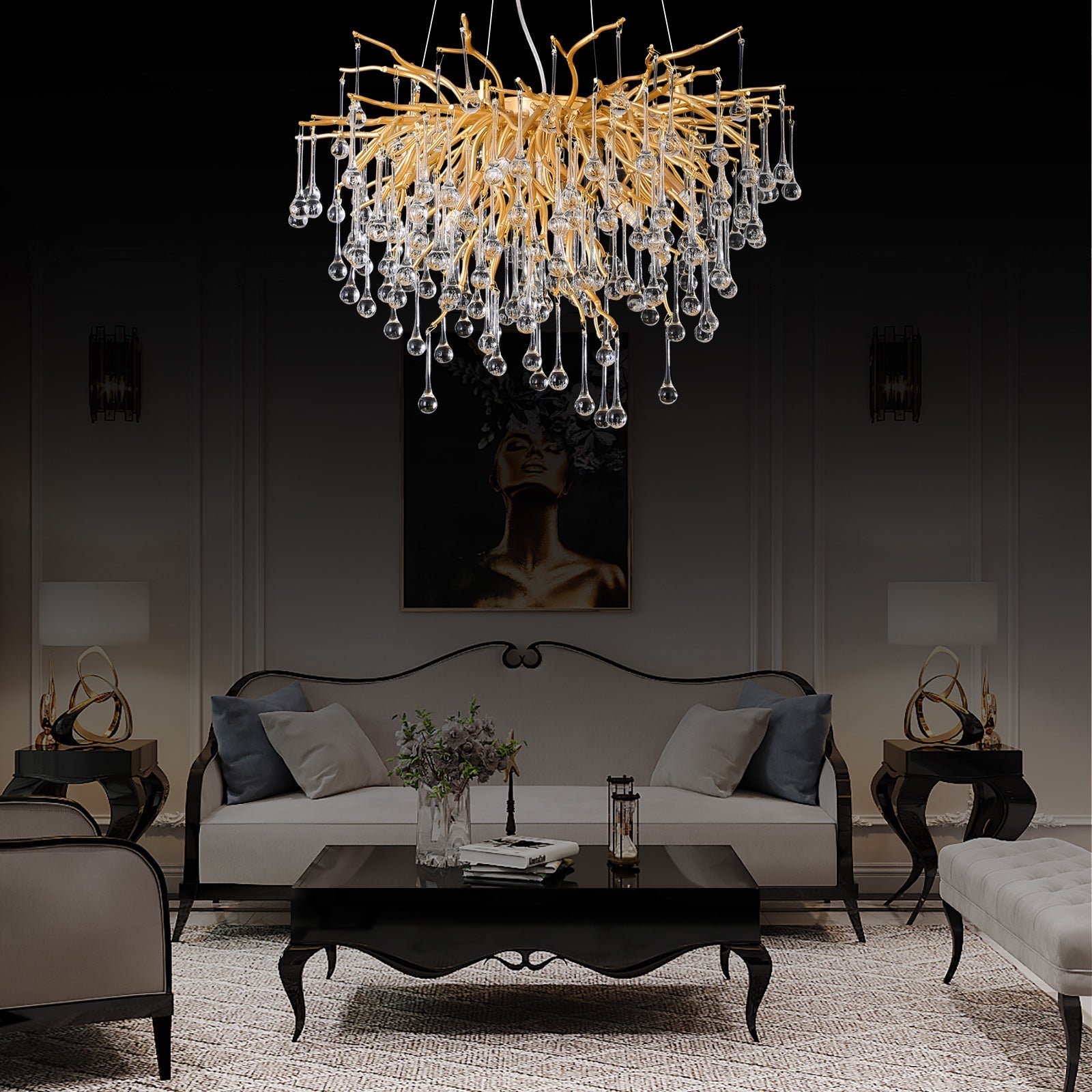 Doris Rain Branch Chandelier 23.5"D Gold