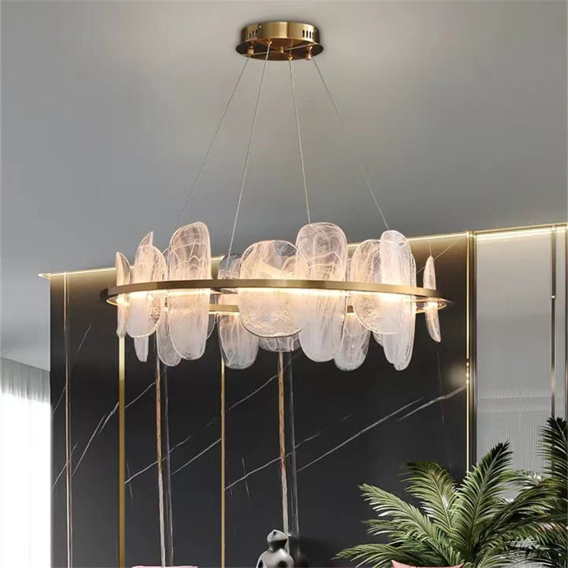 Aria Lucas Kitchen Crystal Glass Round Chandelier