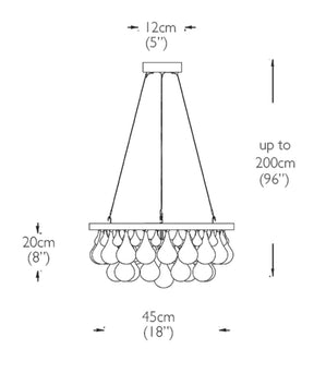 Artistic Pear Round Chandelier 18", Dining Room Round Chandelier