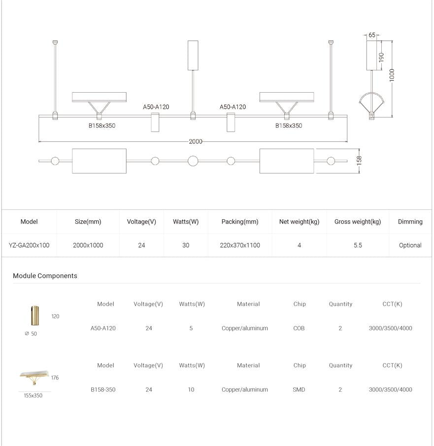 Dining Room/Living RoomLinear Arcuation Track Light Chandelier