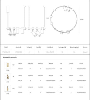 Dining Room/Living Room Round Taper Spot Track Light Chandelier