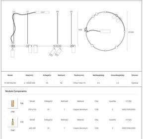 Dining Room/Living Room Round Spot Track Light Chandelier