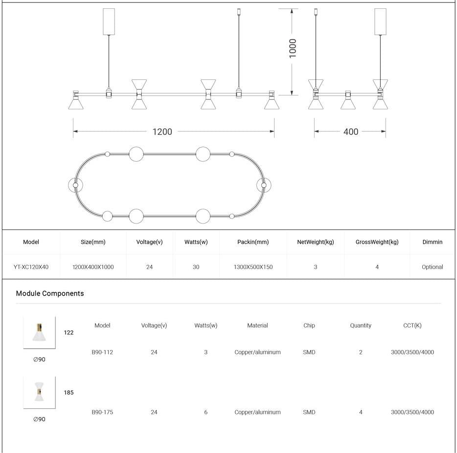 Dining Room/Living RoomOval White Shade Chandelier