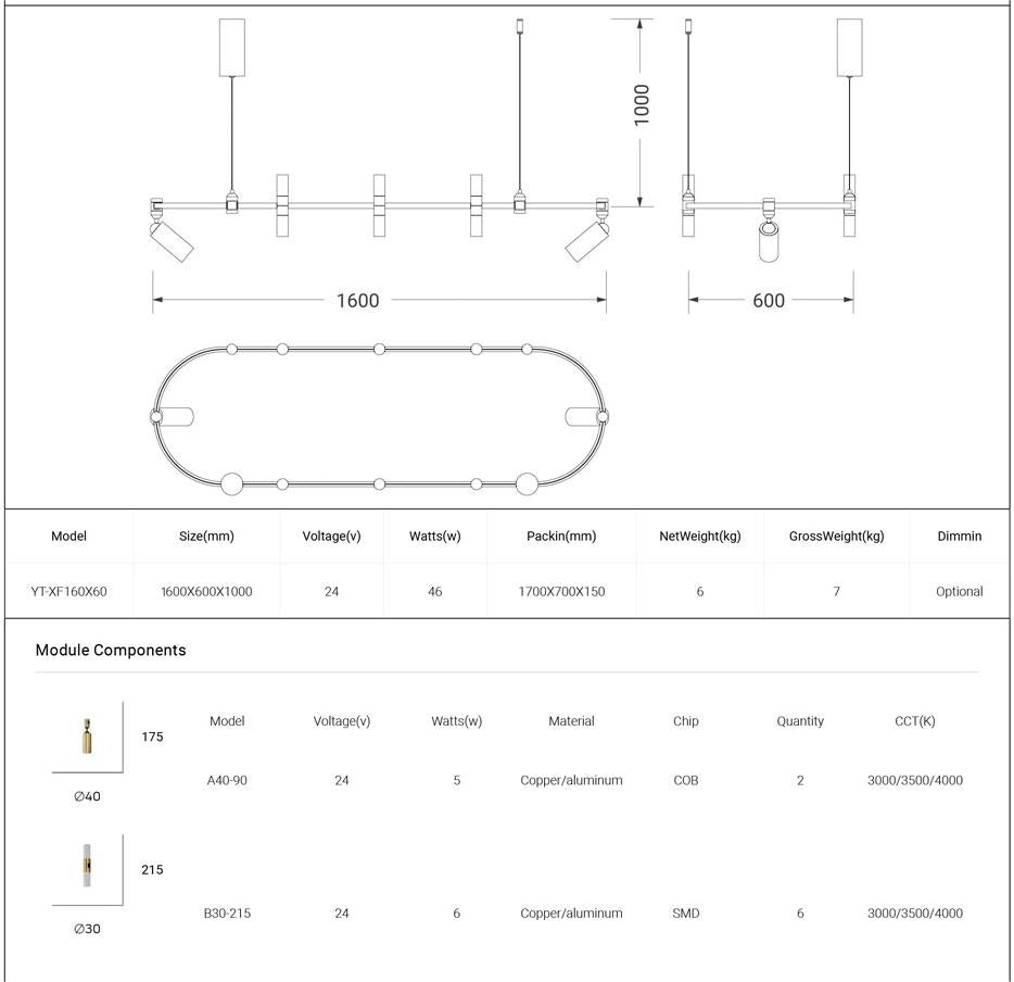 Dining Room/Living RoomOval 2 Spot Light Chandelier