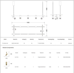 Dining Room/Living Room Rectangular Spot Track Light Chandelier