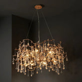 Aria Modern Branch Chandelier Light With Crystal Dew Drop (Gold Inside)