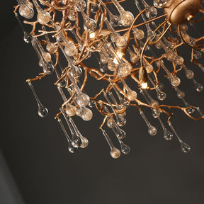 Aria Modern Branch Chandelier Light With Crystal Dew Drop (Gold Inside)