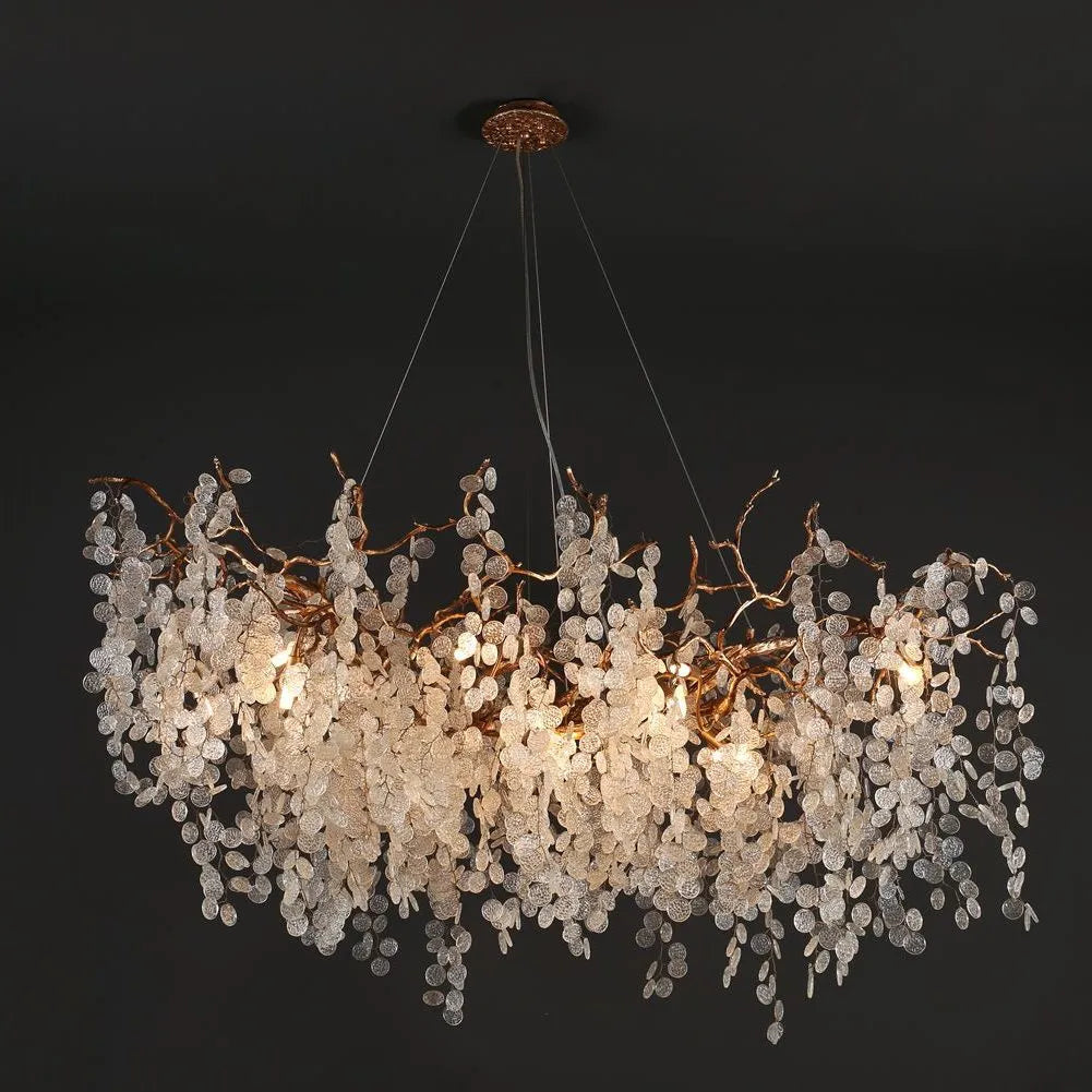 Aria Modern Branch Chandelier Light With Clear Small Round Leaves