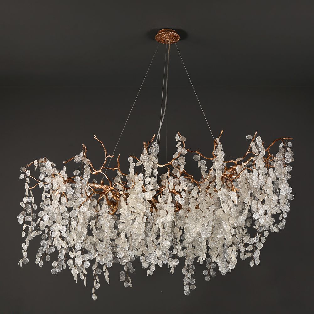 Aria Modern Branch Chandelier Light With Clear Small Round Leaves