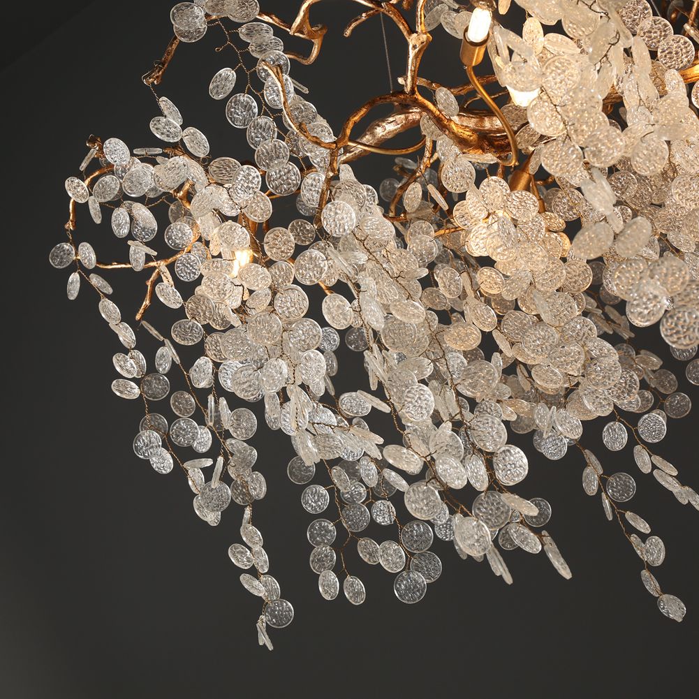 Aria Modern Branch Chandelier Light With Clear Small Round Leaves