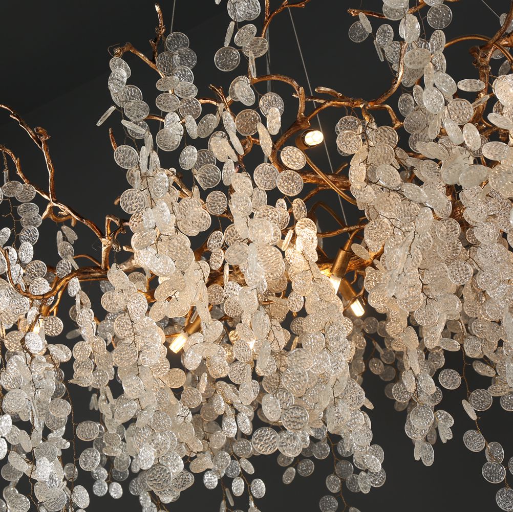 Aria Modern Branch Chandelier Light With Clear Small Round Leaves