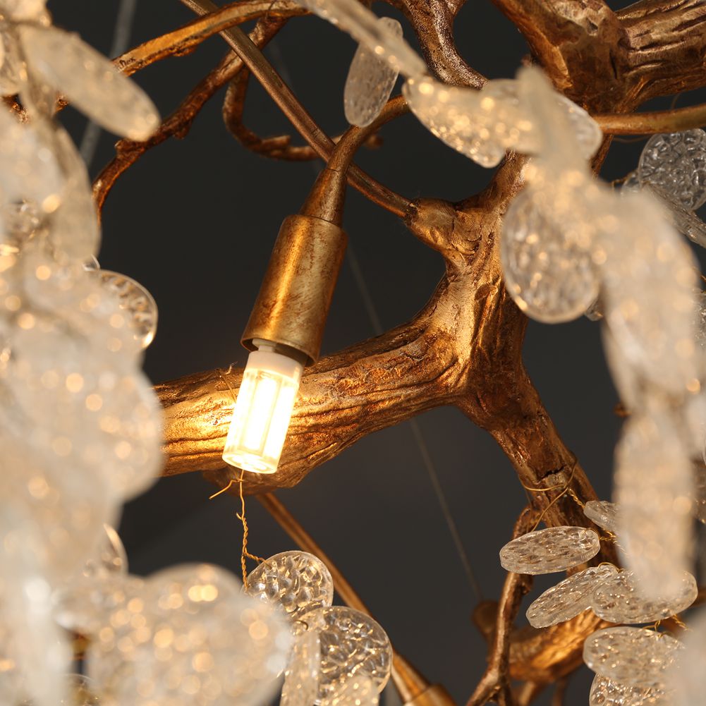 Aria Modern Branch Chandelier Light With Clear Small Round Leaves