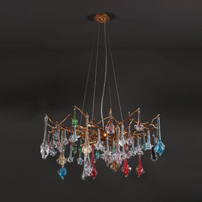 Aria Modern Colorful Crystal Flower Drop Branch Chandelier Light