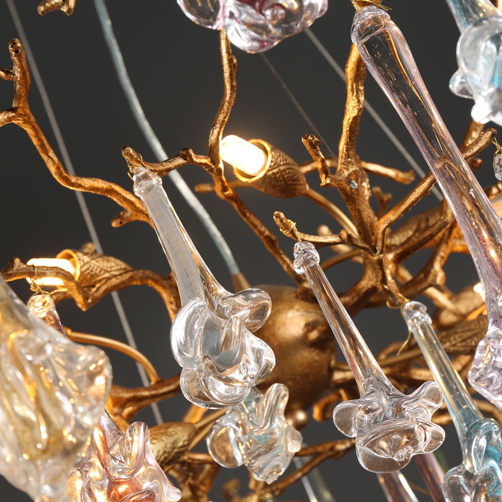 Aria Modern Colorful Crystal Flower Drop Branch Chandelier Light