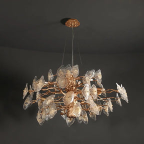 Aria Glass Leaves Modern Branch Chandelier Light D39.3"