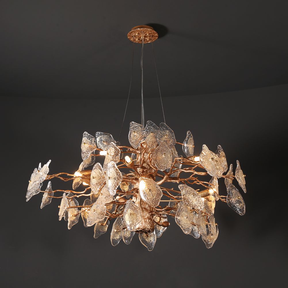 Aria Glass Leaves Modern Branch Chandelier Light D39.3"