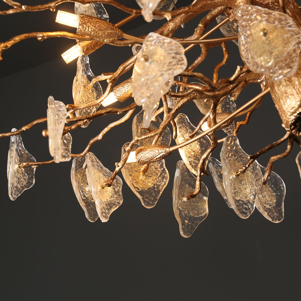 Aria Glass Leaves Modern Branch Chandelier Light D39.3"