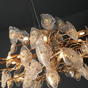 Aria Glass Leaves Modern Branch Chandelier Light D39.3"