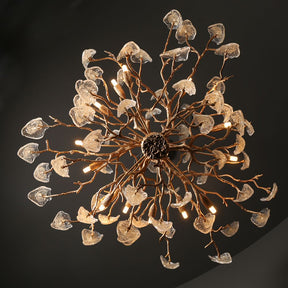 Aria Glass Leaves Modern Branch Chandelier Light D39.3"