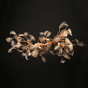 Aria Modern Glass Leaves Branch Long Chandelier Light